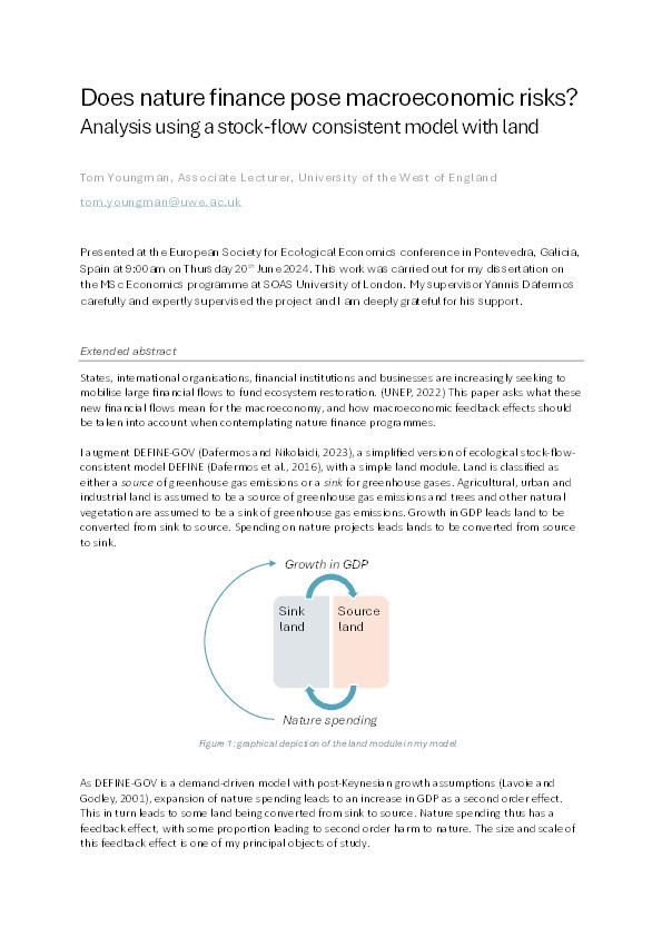 Does nature finance pose macroeconomic risks? Analysis using a stock-flow consistent model with land Thumbnail