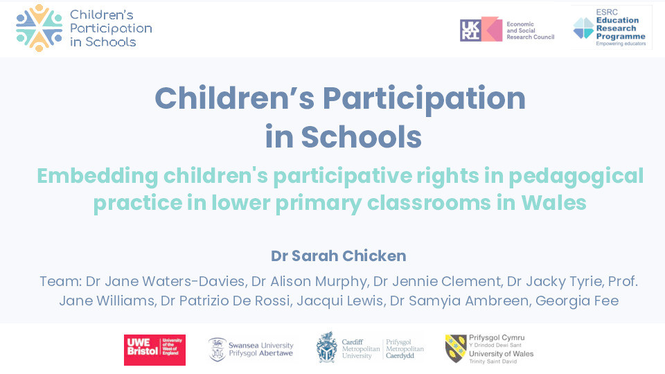 Children's participation in schools embedding children's participative rights in pedagogical practice in lower primary classrooms in Wales Thumbnail