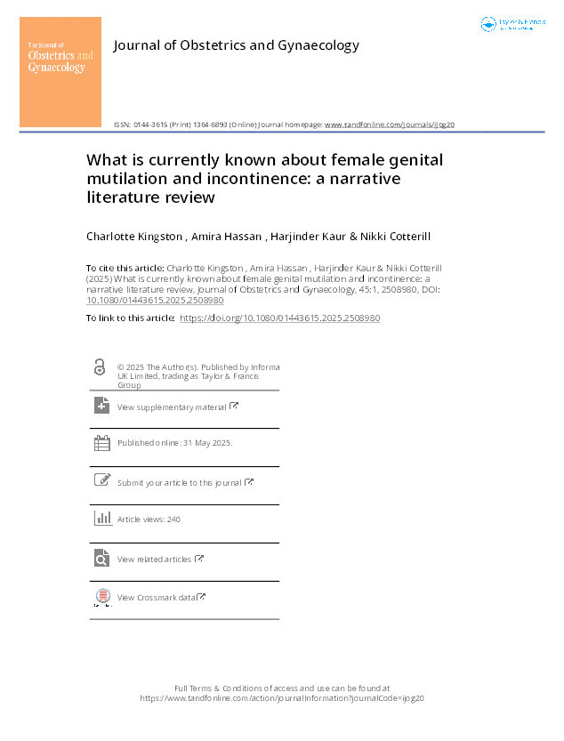 What is currently known about female genital mutilation and incontinence: a narrative literature review. Thumbnail