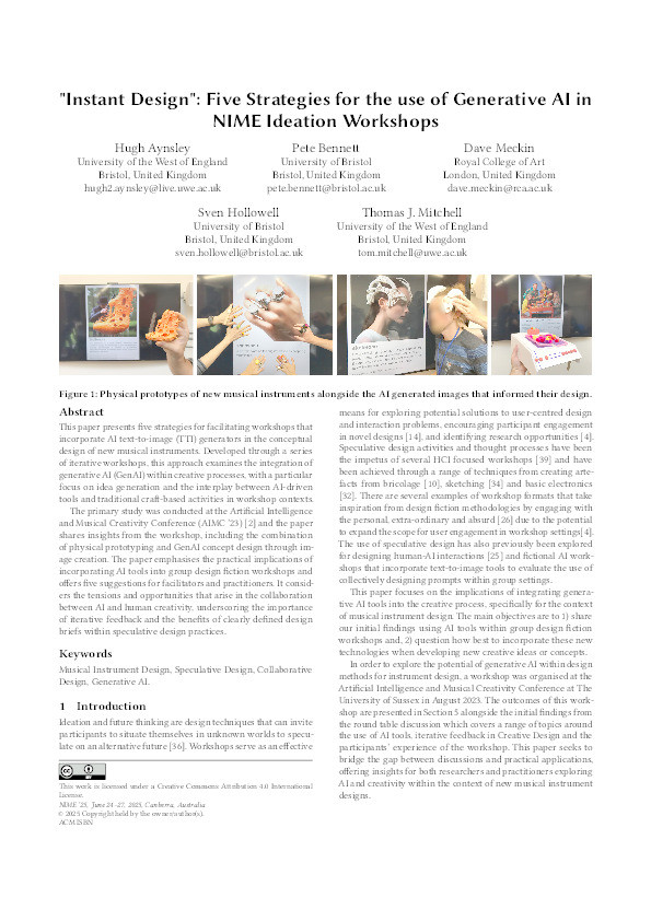 "Instant design": Five strategies for the use of Generative AI in NIME ideation workshops Thumbnail
