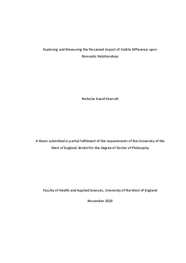 Exploring and measuring the perceived impact of visible difference upon romantic relationships Thumbnail