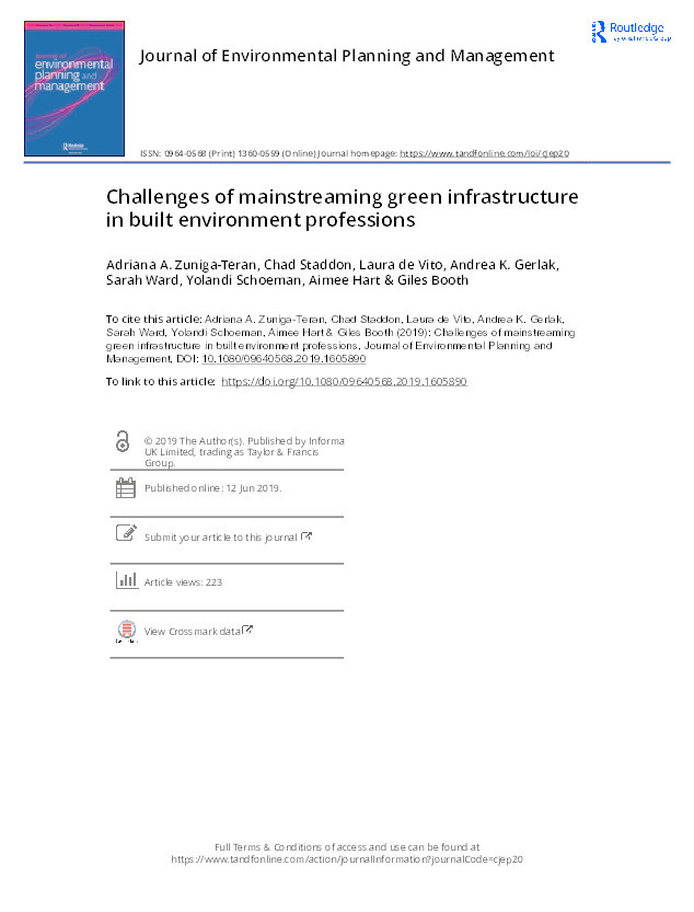 Challenges of mainstreaming green infrastructure in built environment professions Thumbnail