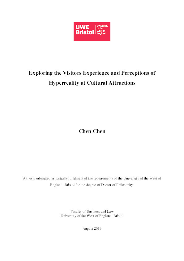 Exploring the visitors experience and perceptions of hyperreality at cultural attractions Thumbnail