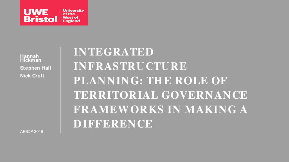 Integrated infrastructure planning: The role of territorial governance frameworks in making a difference Thumbnail