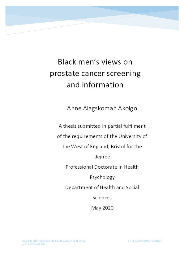 Black men's views on prostate cancer screening and information Thumbnail