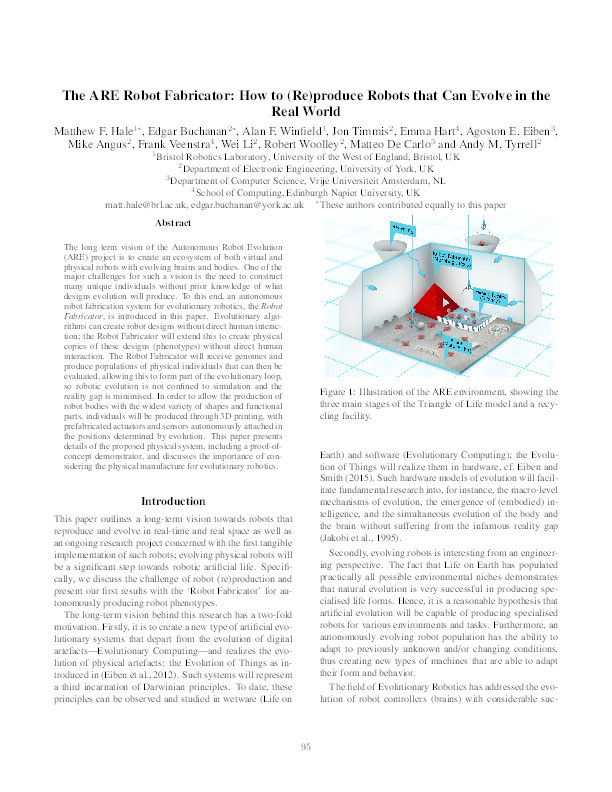 The ARE Robot Fabricator: How to (Re)produce Robots that Can Evolve in the Real World Thumbnail