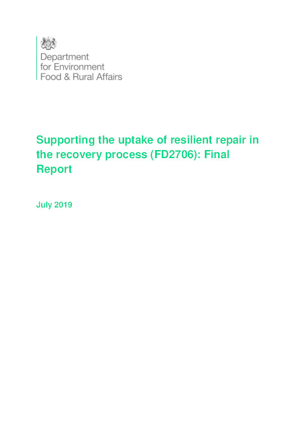 Supporting the uptake of resilient repair in the recovery process (FD2706) Thumbnail