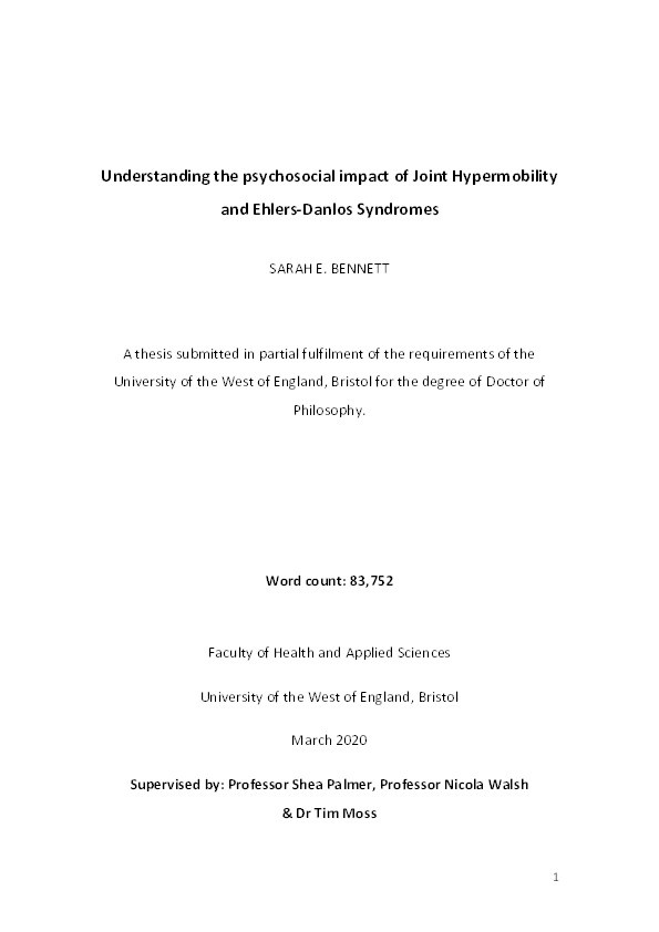 Understanding the psychosocial impact of Joint Hypermobility and Ehlers-Danlos Syndrome Thumbnail