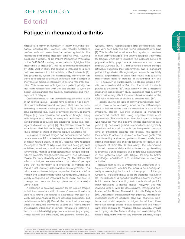 Fatigue in rheumatoid arthritis Thumbnail