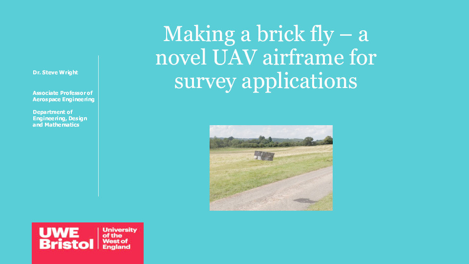 Making a brick fly – a novel UAV airframe for survey applications Thumbnail