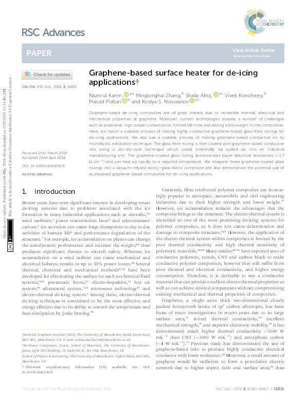 Graphene-based surface heater for de-icing applications Thumbnail