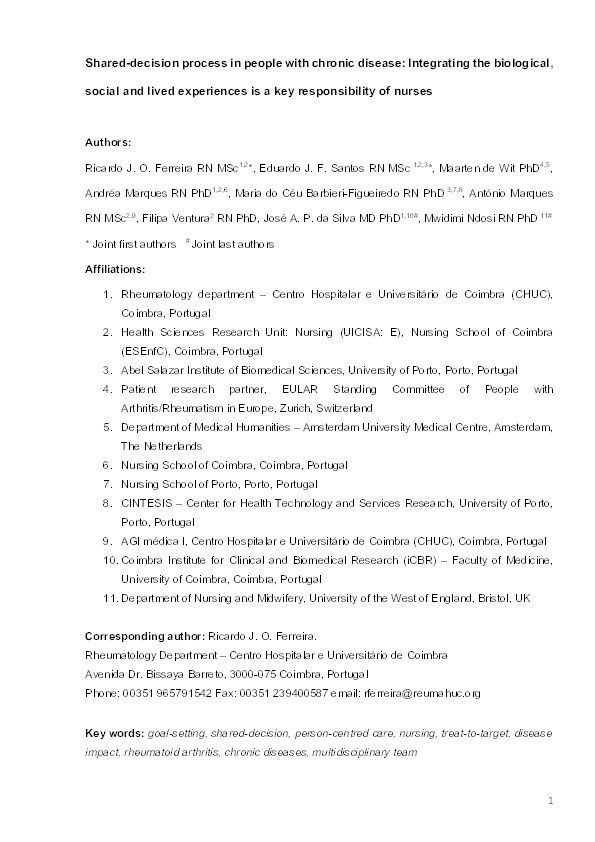 Shared decision-making in people with chronic disease: Integrating the biological, social and lived experiences is a key responsibility of nurses Thumbnail