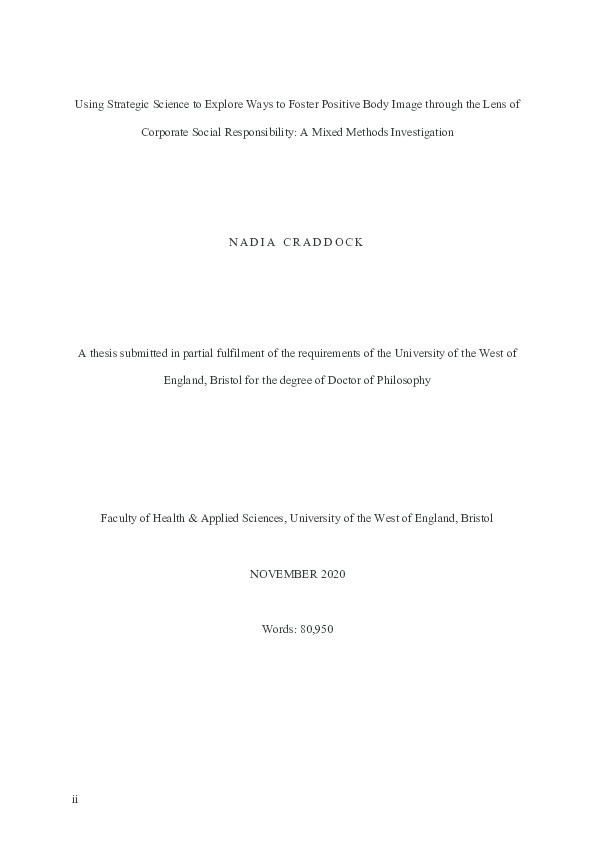 Using strategic science to explore ways to foster positive body image through the lens of corporate social responsibility: A mixed methods investigation Thumbnail