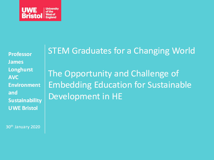 The opportunity and challenge of embedding education for sustainable development in HE Thumbnail