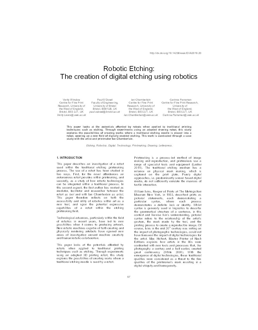 Robotic etching: The creation of digital etching using robotics Thumbnail