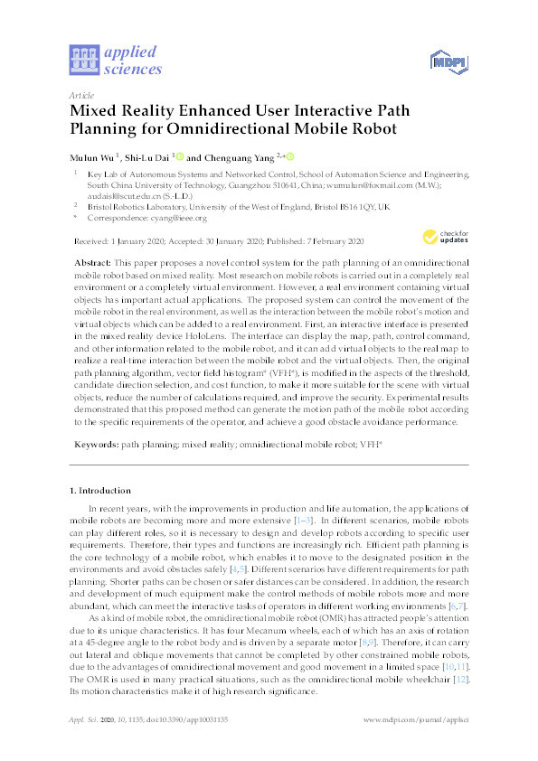 Mixed reality enhanced user interactive path planning for omnidirectional mobile robot Thumbnail