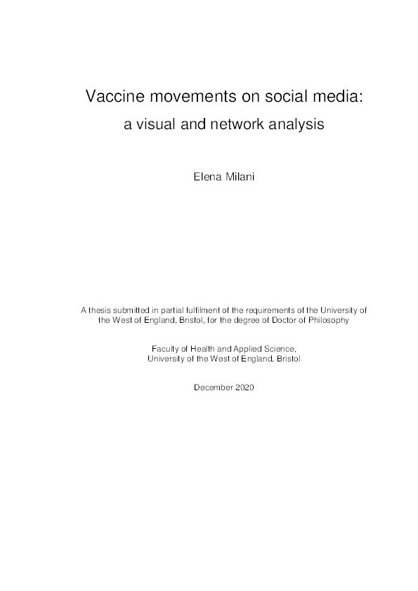 Vaccine movements on social media: A visual and network analysis Thumbnail