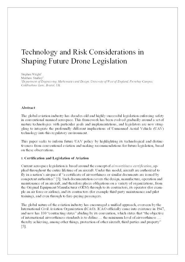 Technology and risk considerations in shaping future drone legislation Thumbnail