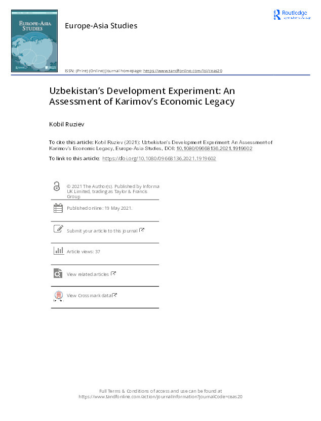 Uzbekistan’s development experiment: An assessment of Karimov’s peculiar economic legacy Thumbnail