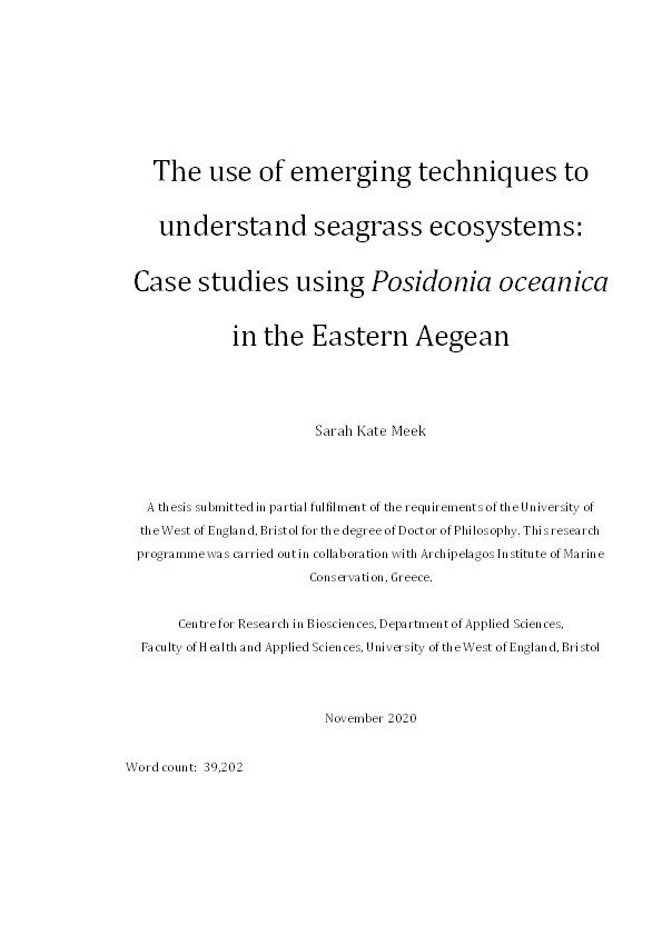 The use of emerging techniques to understand seagrass ecosystems: Case studies using Posidonia oceanica in the Eastern Aegean Thumbnail
