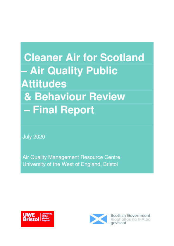 Cleaner air for Scotland – Air quality public attitudes & behaviour review – Final report Thumbnail