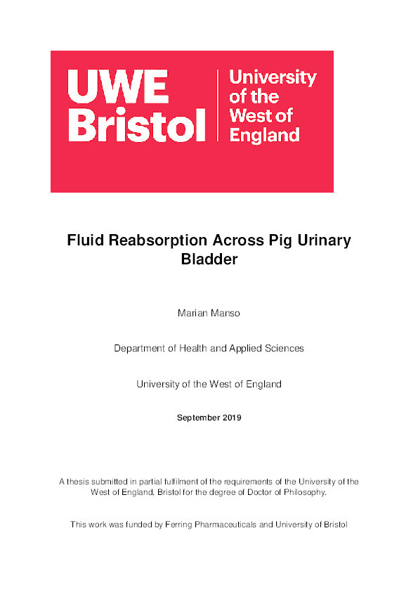 Fluid reabsorption across pig urinary bladder Thumbnail