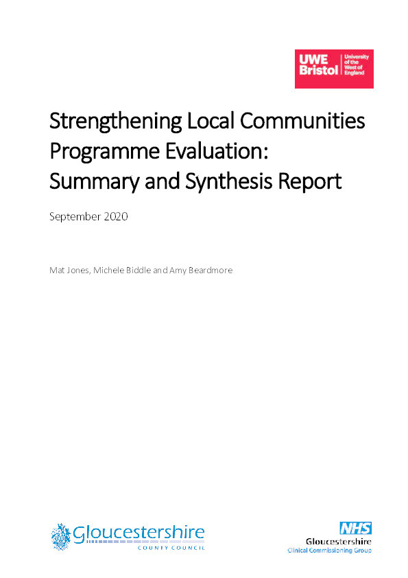 Strengthening Local Communities programme evaluation: Summary and synthesis report Thumbnail