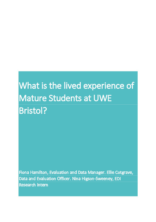 What is the lived experience of mature students at UWE Bristol? Thumbnail
