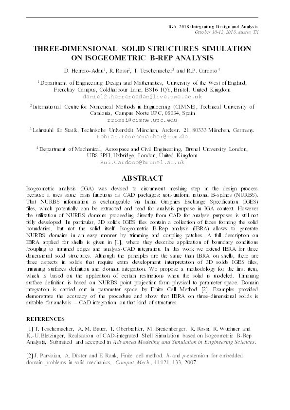 Three-dimensional solid structures simulation on isogeometric b-rep analysis Thumbnail
