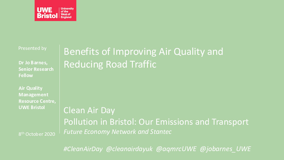 Benefits of improving air quality and reducing road traffic Thumbnail