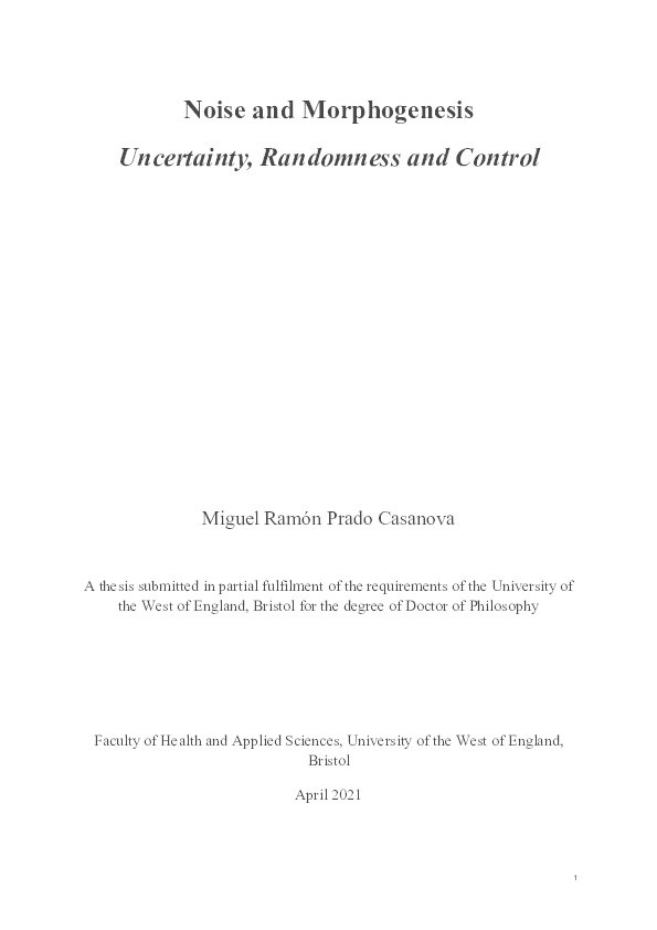 Noise and morphogenesis: Uncertainty, randomness and control Thumbnail