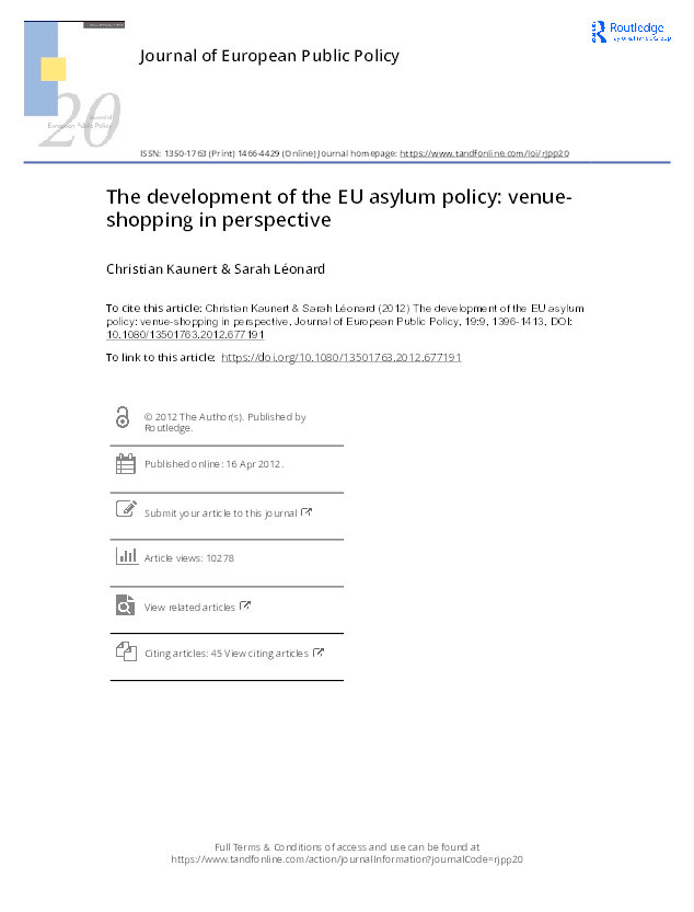 The development of the EU asylum policy: Venue-shopping in perspective Thumbnail