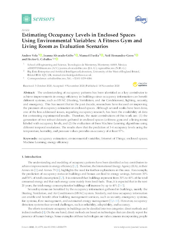 Estimating occupancy levels in enclosed spaces using environmental variables: A fitness gym and living room as evaluation scenarios Thumbnail