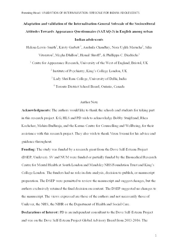 Adaptation and validation of the Eating Disorder Examination-Questionnaire in English among urban Indian adolescents Thumbnail