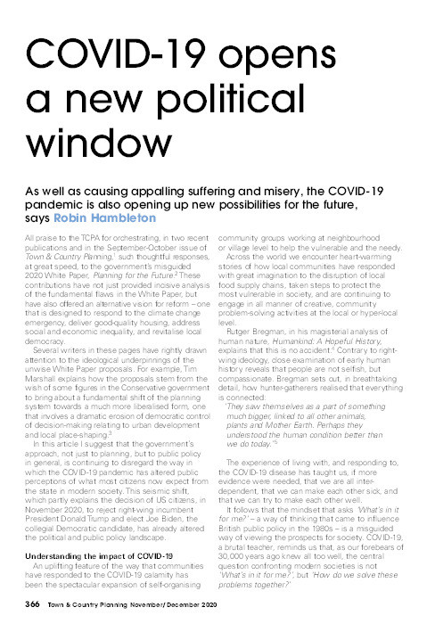 COVID-19 opens a new political window Thumbnail