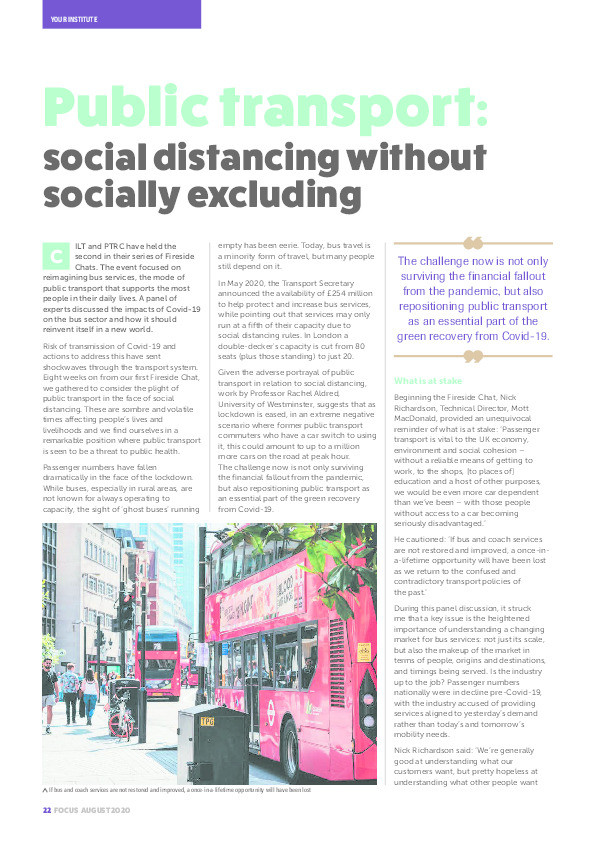 Public transport: Social distancing without socially excluding Thumbnail