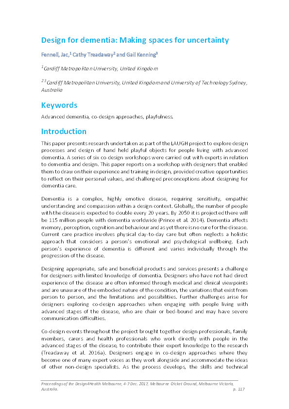 Design for dementia: Making spaces for uncertainty Thumbnail
