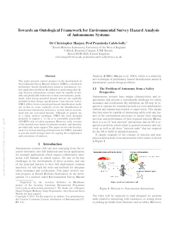 Towards an ontological framework for environmental survey hazard analysis of autonomous systems Thumbnail