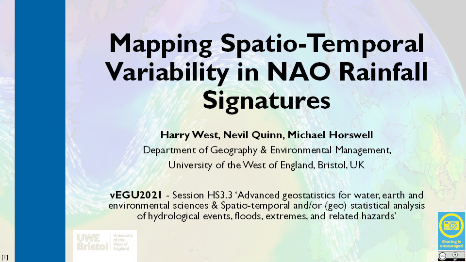 Mapping spatio-temporal variability in NAO rainfall signatures Thumbnail