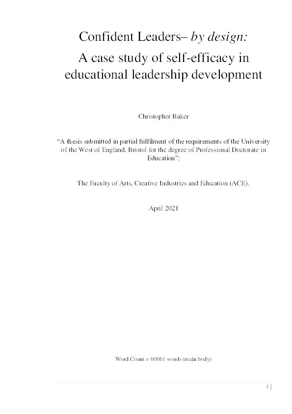 Confident leaders– by design: A case study of self-efficacy in educational leadership development Thumbnail