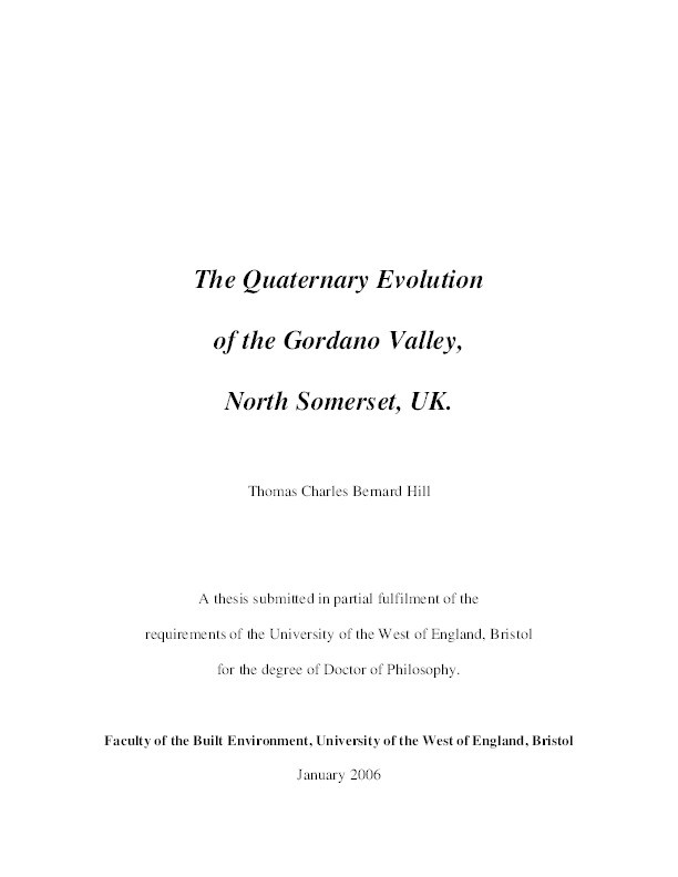 The quaternary evolution of the Gordano Valley, North Somerset, UK Thumbnail