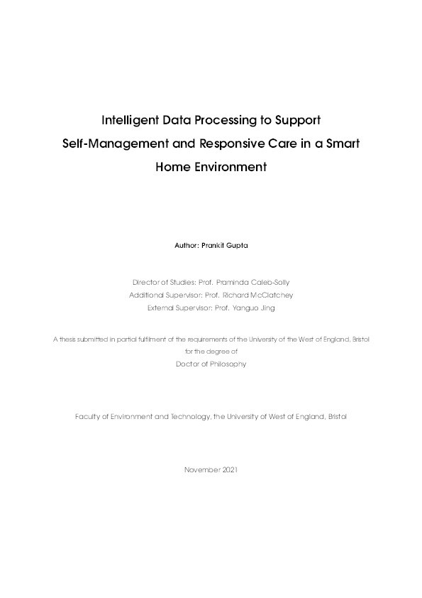 Intelligent data processing to support self-management and responsive care Thumbnail