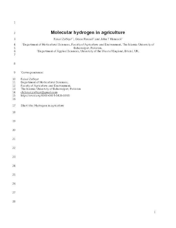 Molecular hydrogen in agriculture Thumbnail
