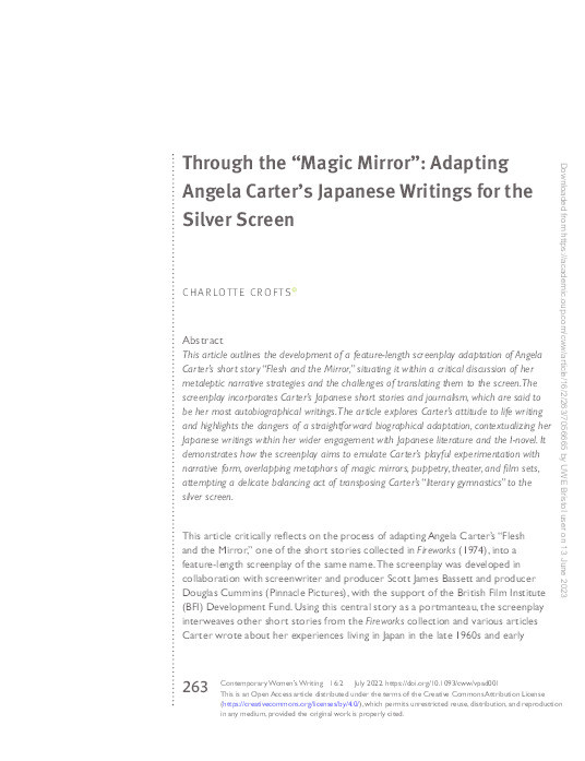 Through the "magic mirror": Adapting Angela Carter's Japanese writings for the silver screen Thumbnail