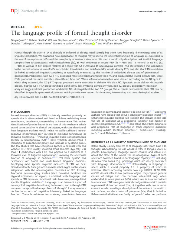 The language profile of formal thought disorder Thumbnail