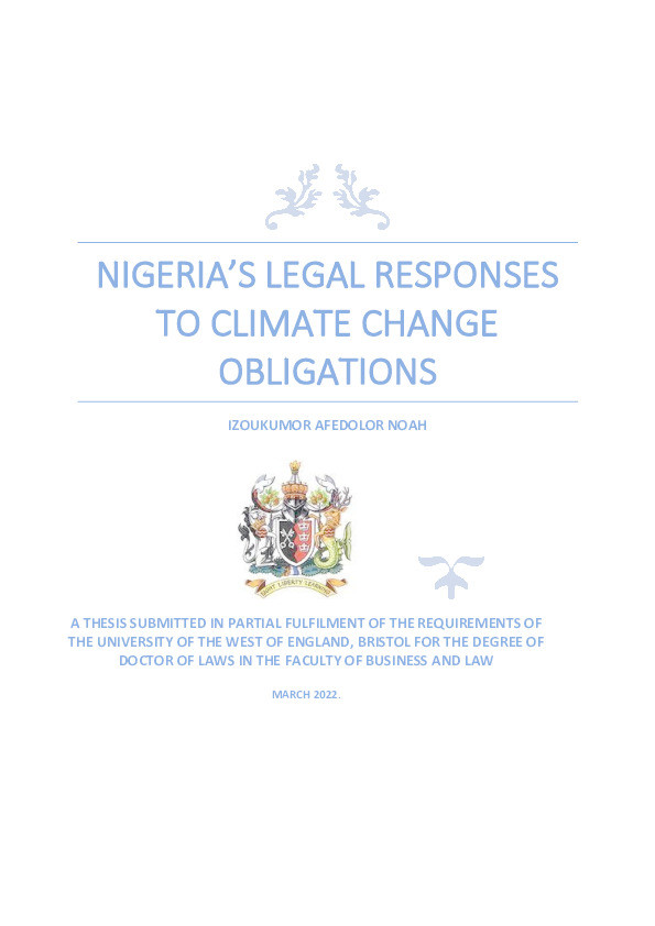 Nigeria’s legal responses to climate change obligations Thumbnail