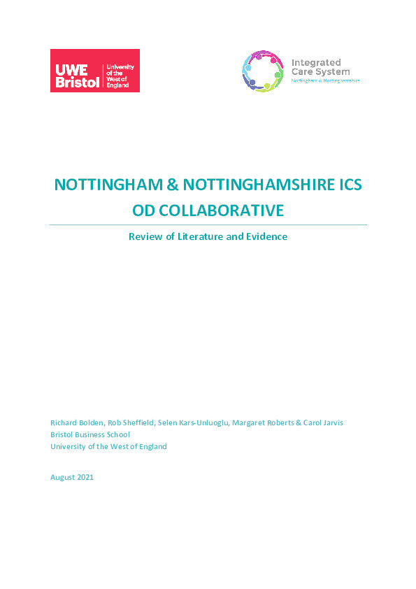 Nottingham & Nottinghamshire Integrated Care System OD Collaborative: Review of evidence & literature Thumbnail