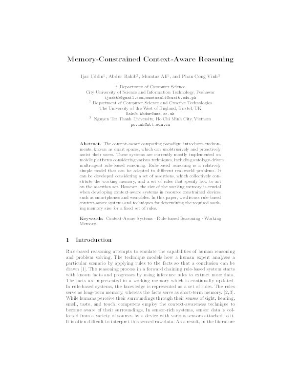 Memory-constrained context-aware reasoning Thumbnail