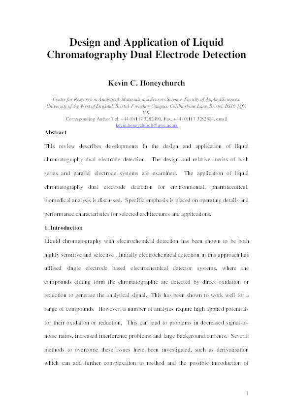 Design and application of liquid chromatography dual electrode detection Thumbnail