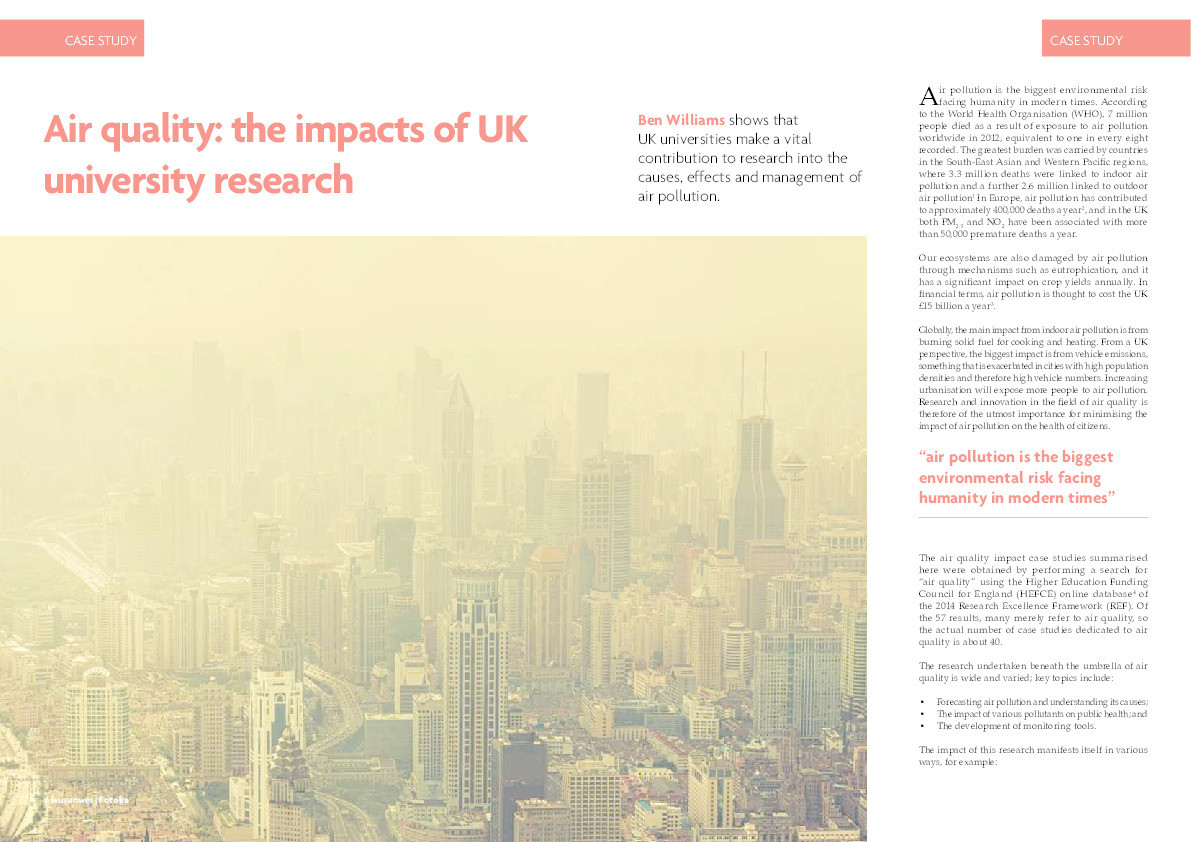 Air quality: The impacts of UK university research Thumbnail